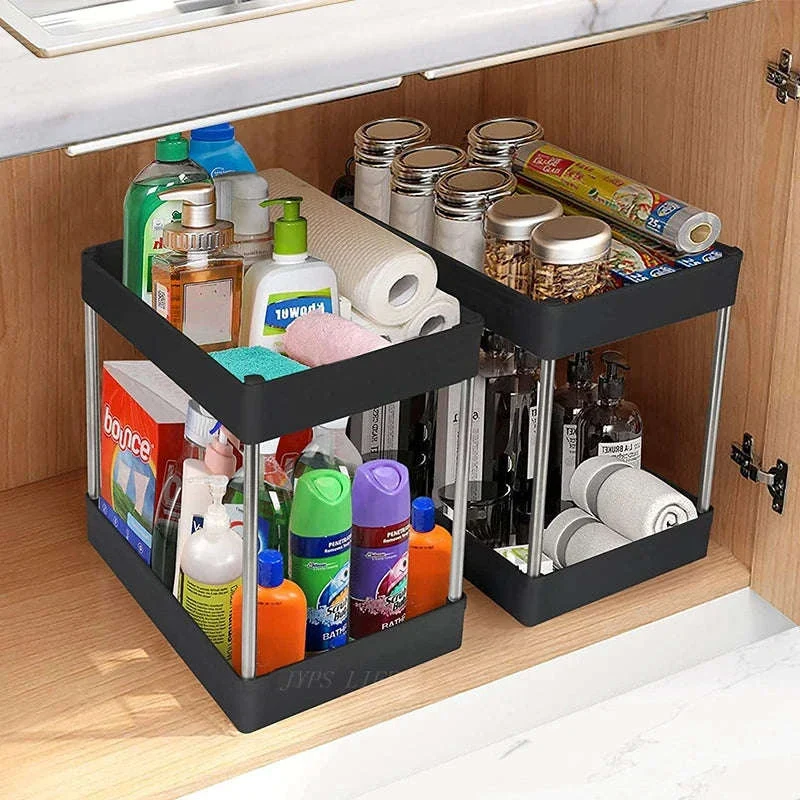 Under Sink Storage Organizer with 2-Tier Pull-Out Drawers - Image 11