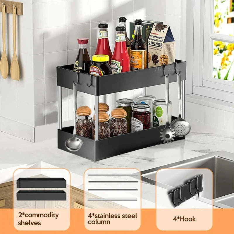 Under Sink Storage Organizer with 2-Tier Pull-Out Drawers - Image 12