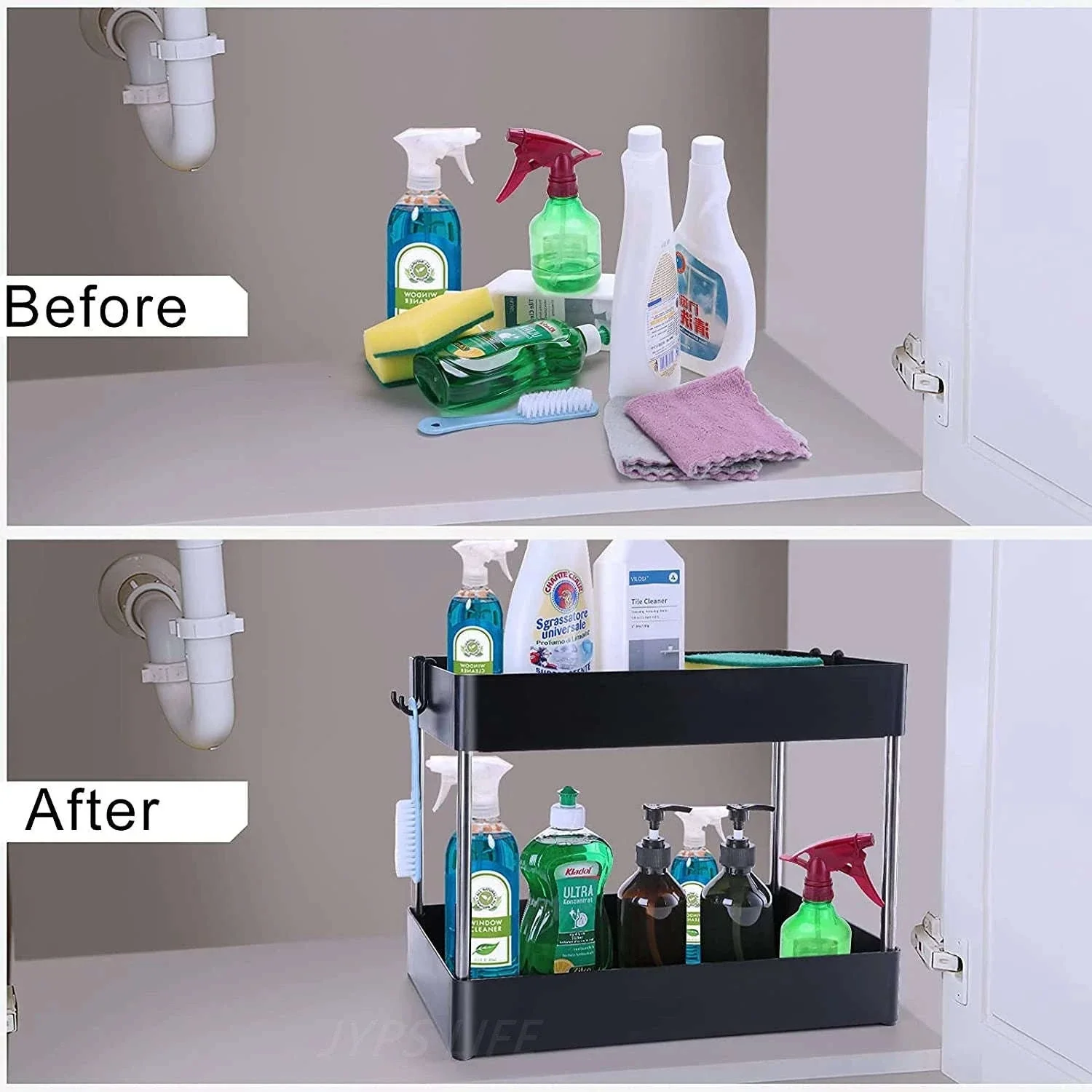 Under Sink Storage Organizer with 2-Tier Pull-Out Drawers - Image 14