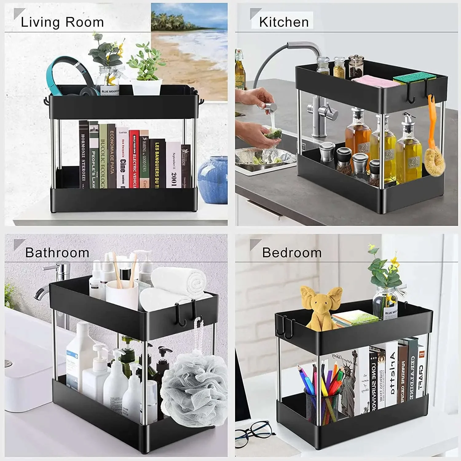 Under Sink Storage Organizer with 2-Tier Pull-Out Drawers - Image 16