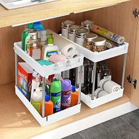 Under Sink Storage Organizer with 2-Tier Pull-Out Drawers - Image 18