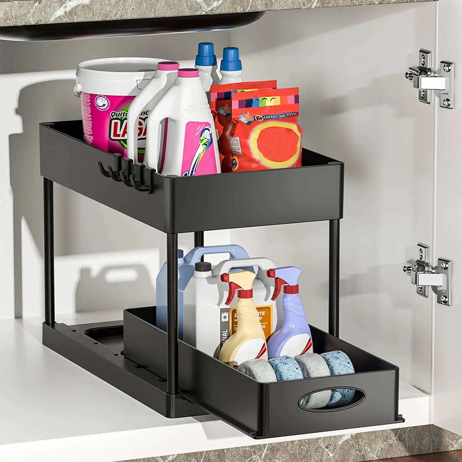 Under Sink Storage Organizer with 2-Tier Pull-Out Drawers - Image 23