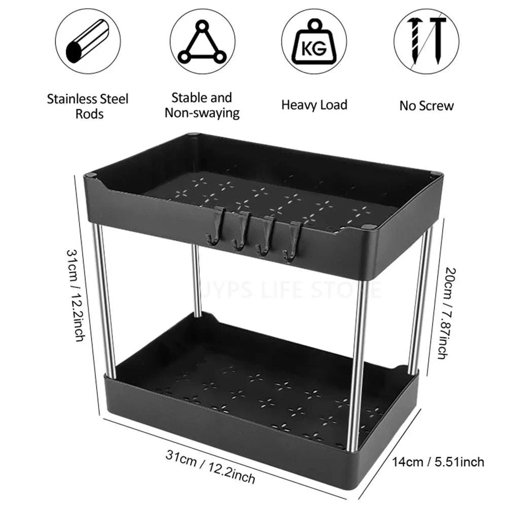 Under Sink Storage Organizer with 2-Tier Pull-Out Drawers - Image 4
