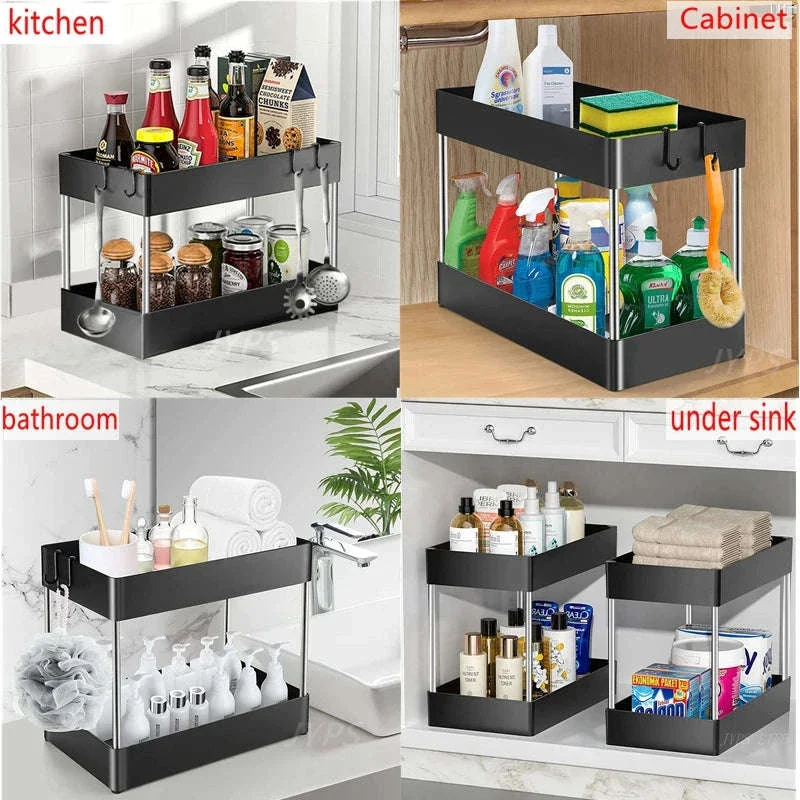Under Sink Storage Organizer with 2-Tier Pull-Out Drawers - Image 6