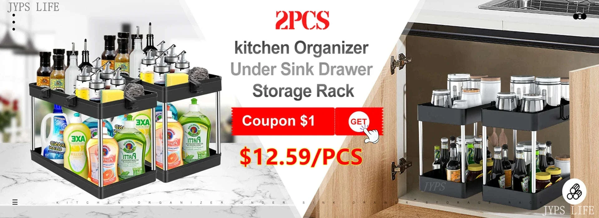 Under Sink Storage Organizer with 2-Tier Pull-Out Drawers - Image 7