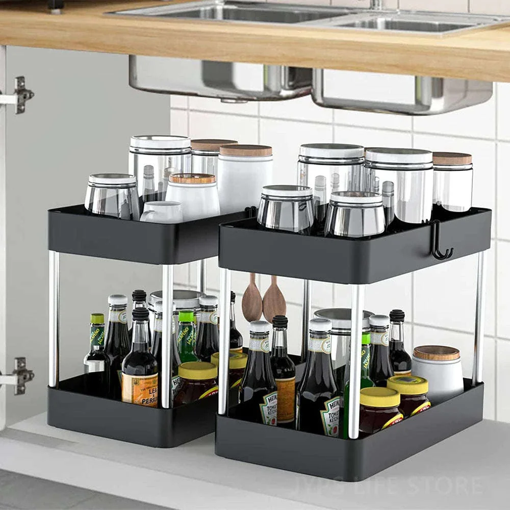 Under Sink Storage Organizer with 2-Tier Pull-Out Drawers - Image 9