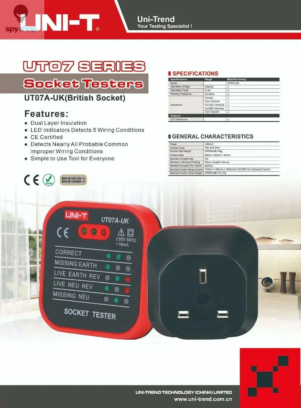 UNI-T UT07 Outlet Socket Tester for Fast Wiring Checks - Image 7