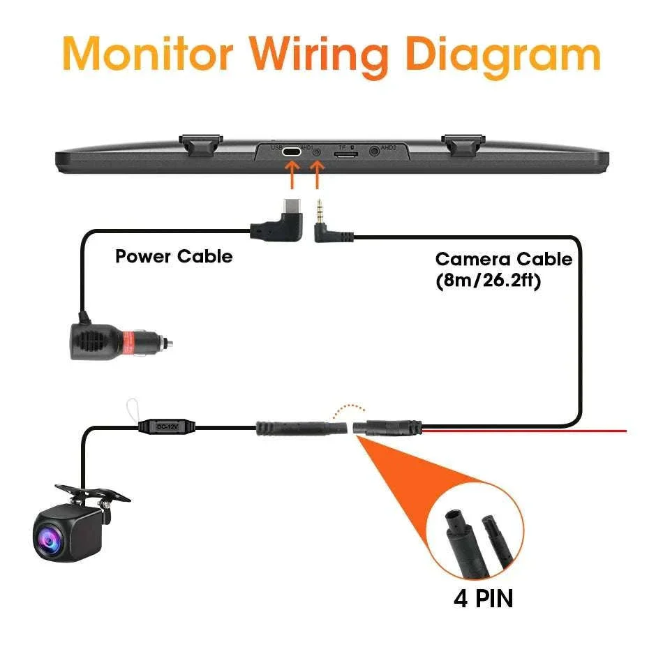 4‑Pin Rear View Backup Camera 1080P Waterproof Night Vision - Image 18