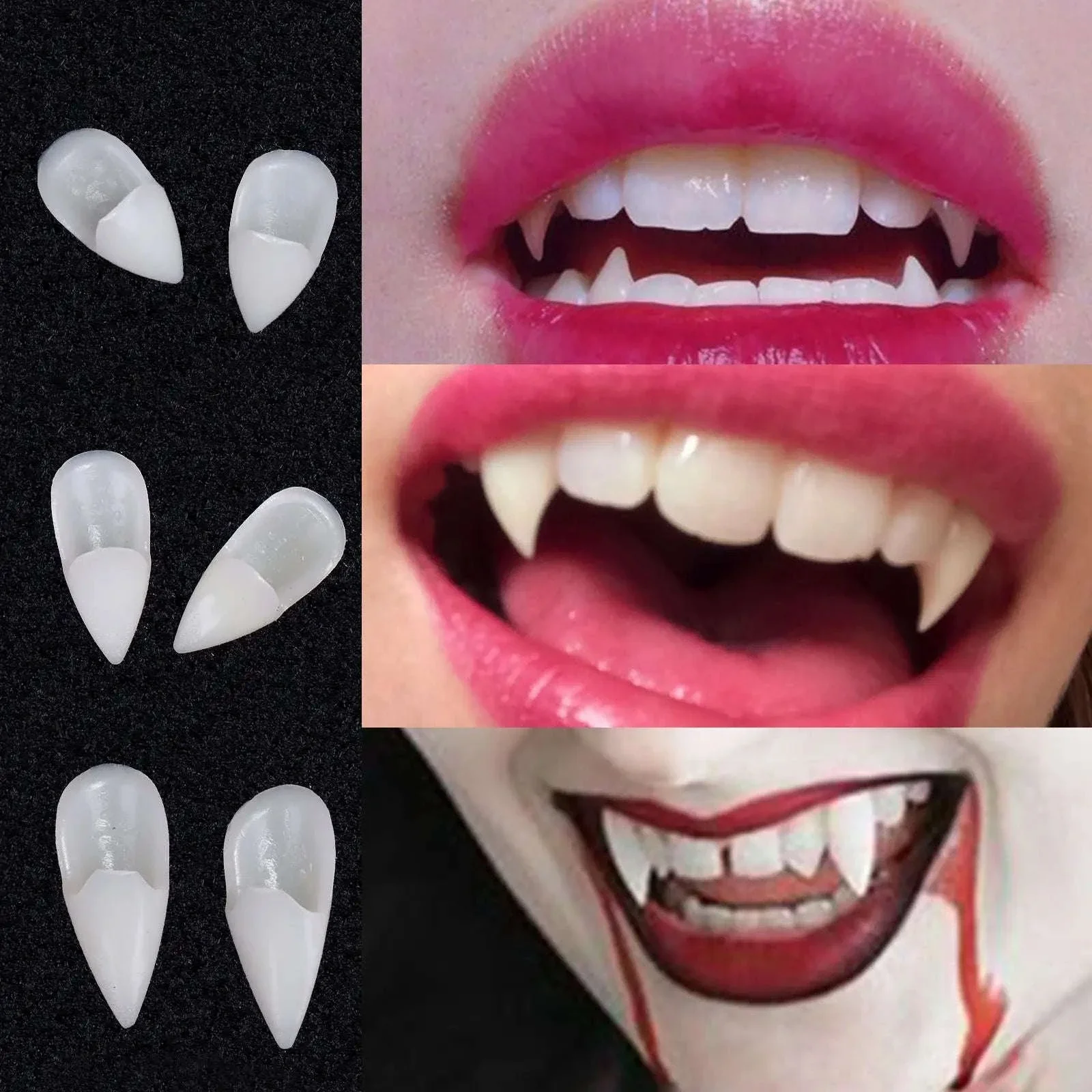 Vampire Teeth Fangs with Moldable Glue for Halloween Cosplay - Image 3