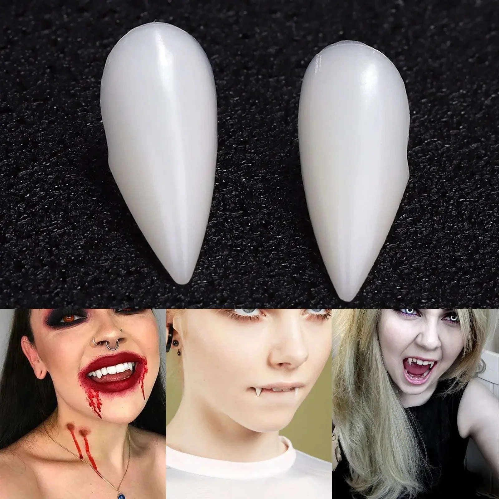 Vampire Teeth Fangs with Moldable Glue for Halloween Cosplay - Image 5