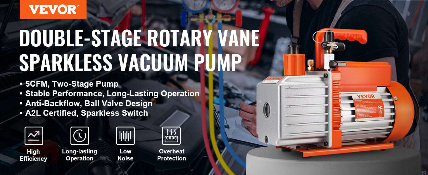 VEVOR HVAC Vacuum Pump 3.5–7 CFM 1 & 2 Stage AC120V - Image 16