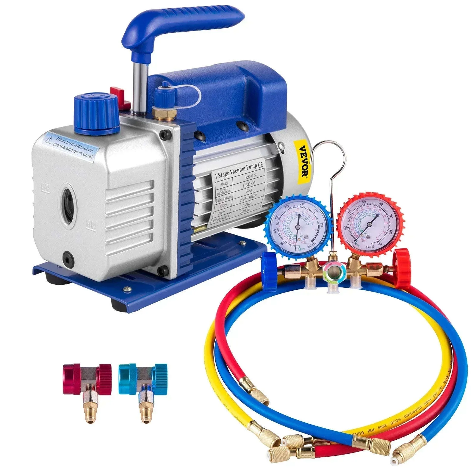 1.8CFM HVAC Vacuum Pump Kit with Manifold Gauge & Hoses - Image 5