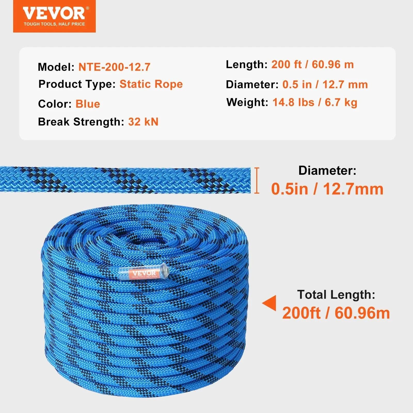 12.7mm Static Climbing Rope with 32kN Strength & Steel Hooks - Image 17