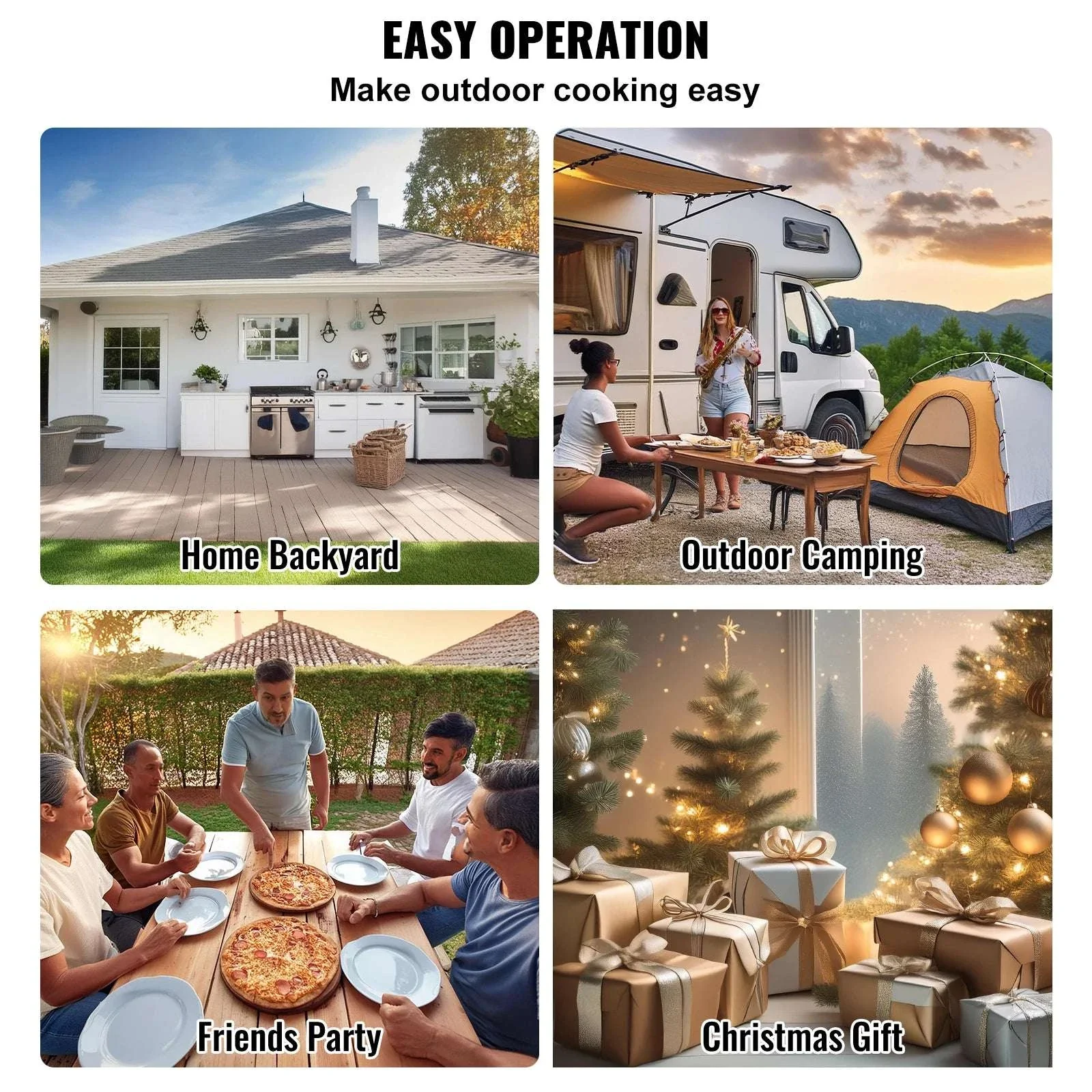 12-Inch Outdoor Pizza Oven with Rotating Stone & Tri-Fuel Cooking - Image 6