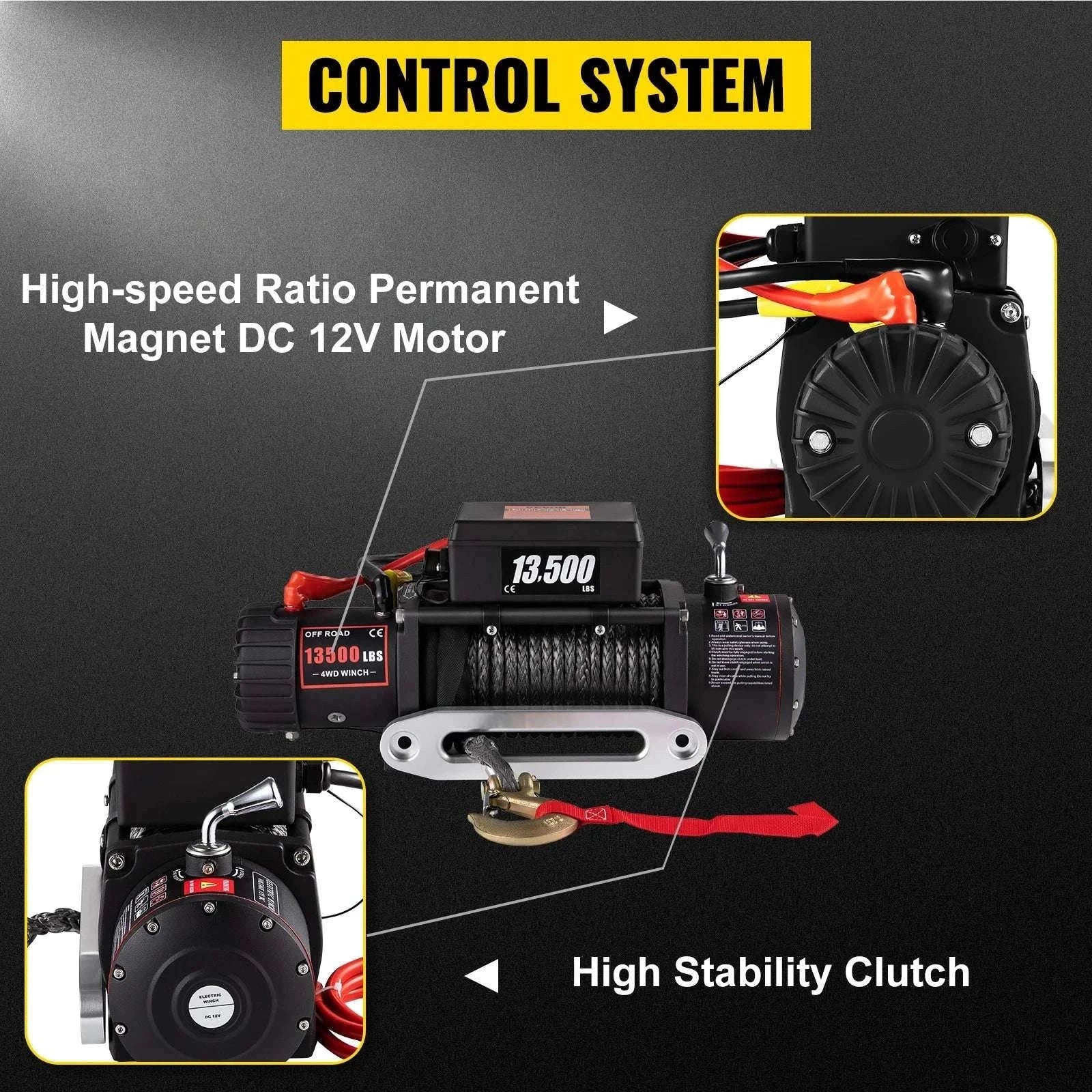 13,500 lb Electric Winch with Wireless Remote & Synthetic Rope - Image 13