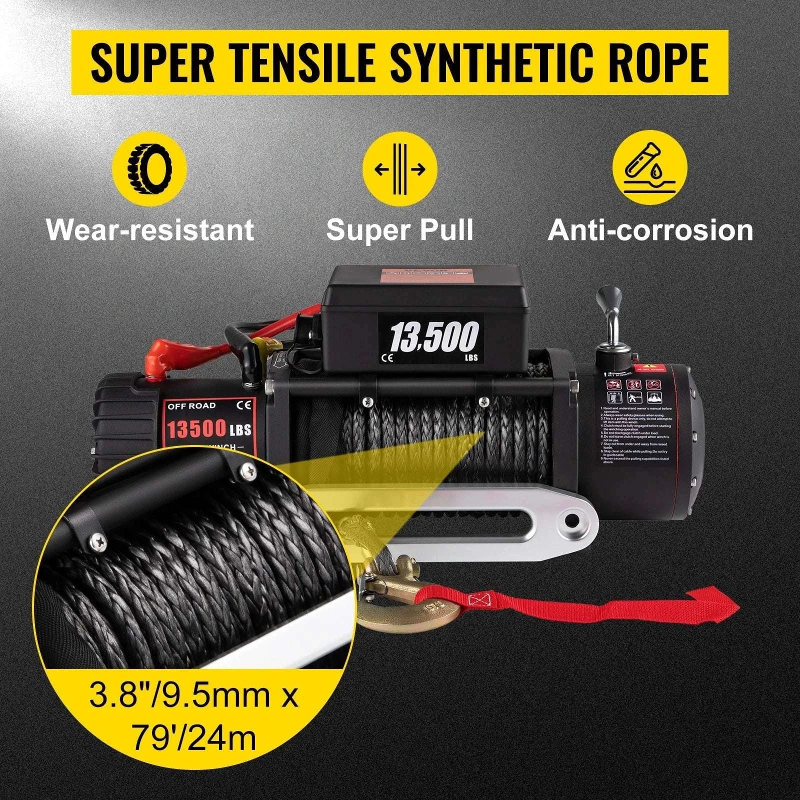13,500 lb Electric Winch with Wireless Remote & Synthetic Rope - Image 14
