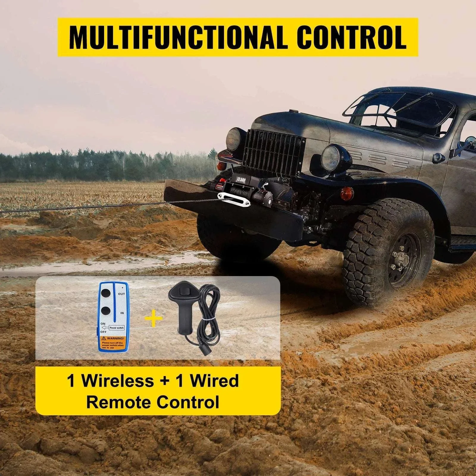 13,500 lb Electric Winch with Wireless Remote & Synthetic Rope - Image 15