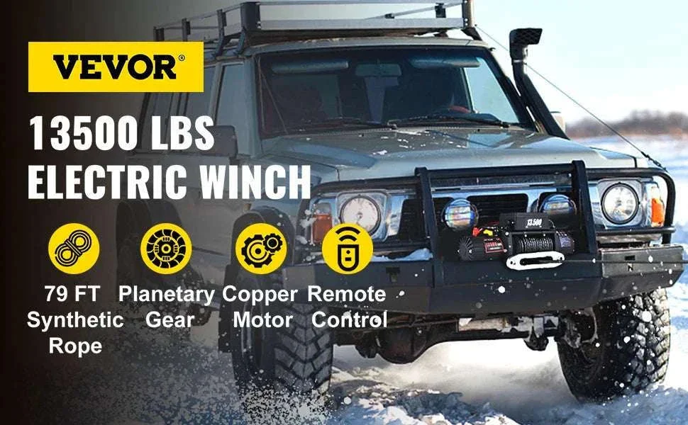 13,500 lb Electric Winch with Wireless Remote & Synthetic Rope - Image 8