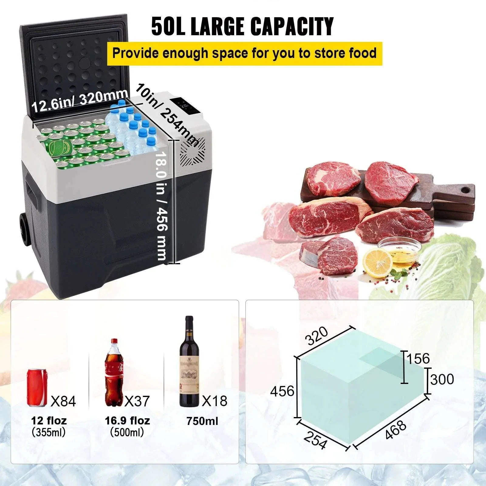 Portable 12V Car Refrigerator Freezer with Fast Cooling -20℃ to 50℉ - Image 5