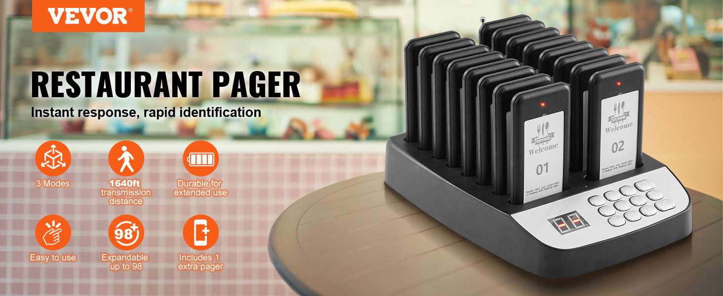 Wireless Restaurant Pager System with 16 Guest Beepers 500m Range - Image 8