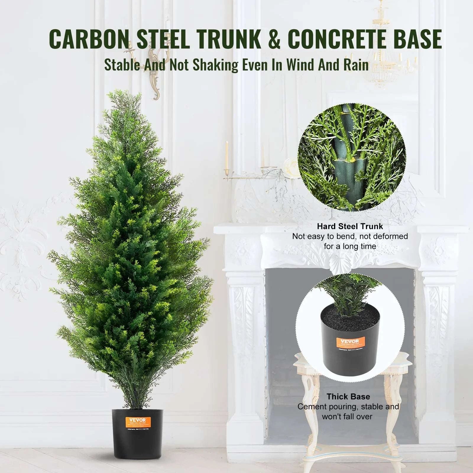 2-Pack 48in Artificial Cedar Topiary Trees for Indoor & Outdoor Decor - Image 11