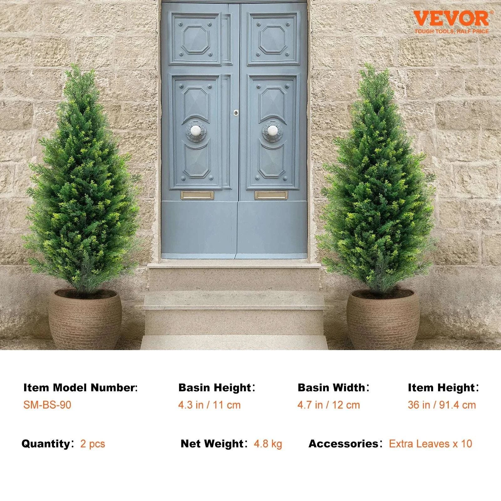 2-Pack 48in Artificial Cedar Topiary Trees for Indoor & Outdoor Decor - Image 13