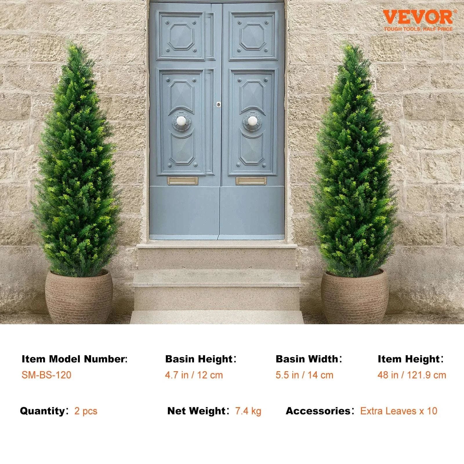 2-Pack 48in Artificial Cedar Topiary Trees for Indoor & Outdoor Decor - Image 20