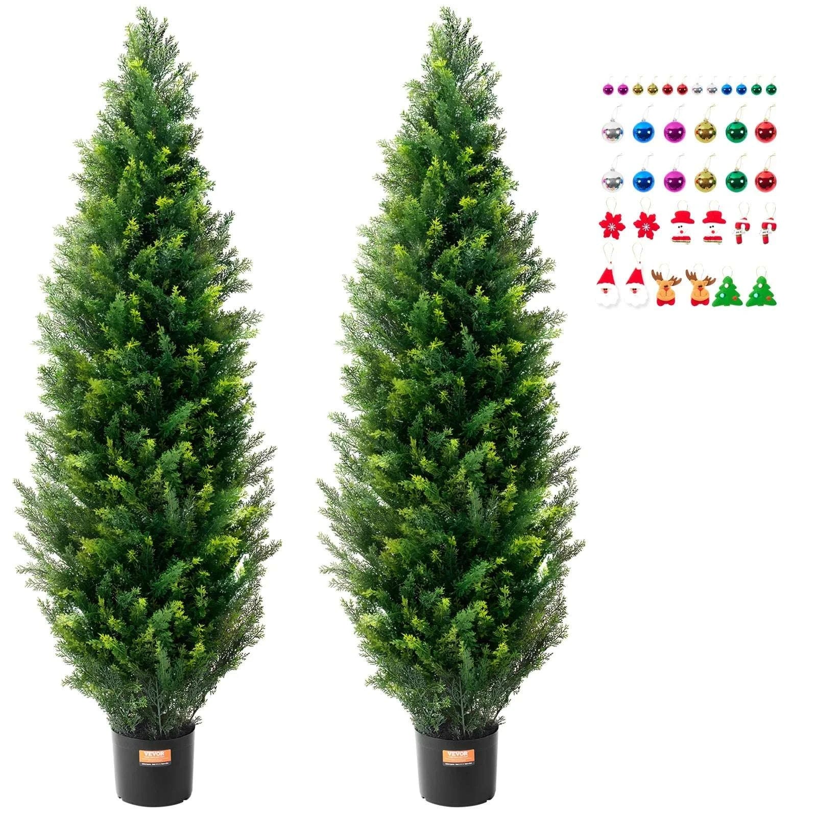 2-Pack 48in Artificial Cedar Topiary Trees for Indoor & Outdoor Decor - Image 4