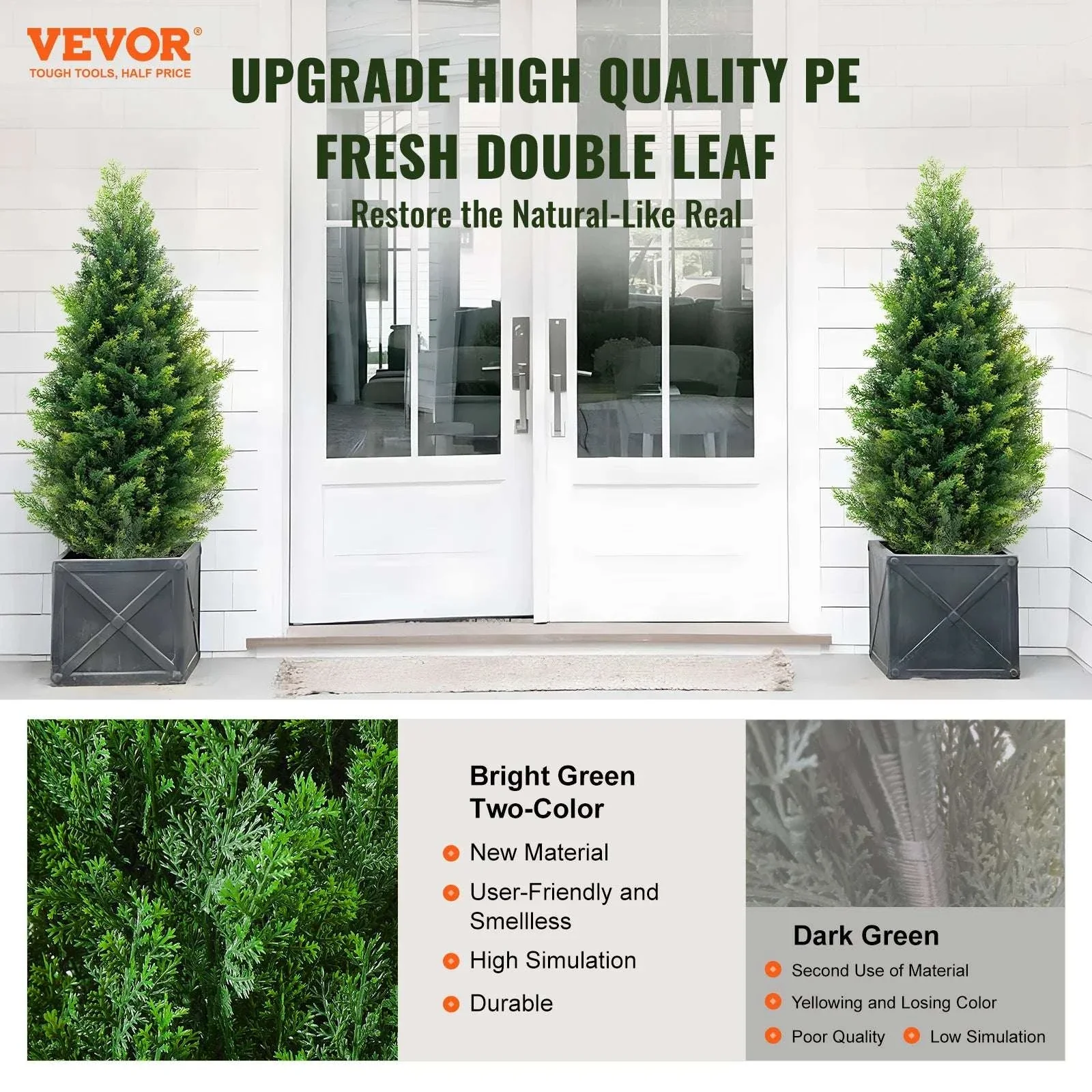 2-Pack 48in Artificial Cedar Topiary Trees for Indoor & Outdoor Decor - Image 7