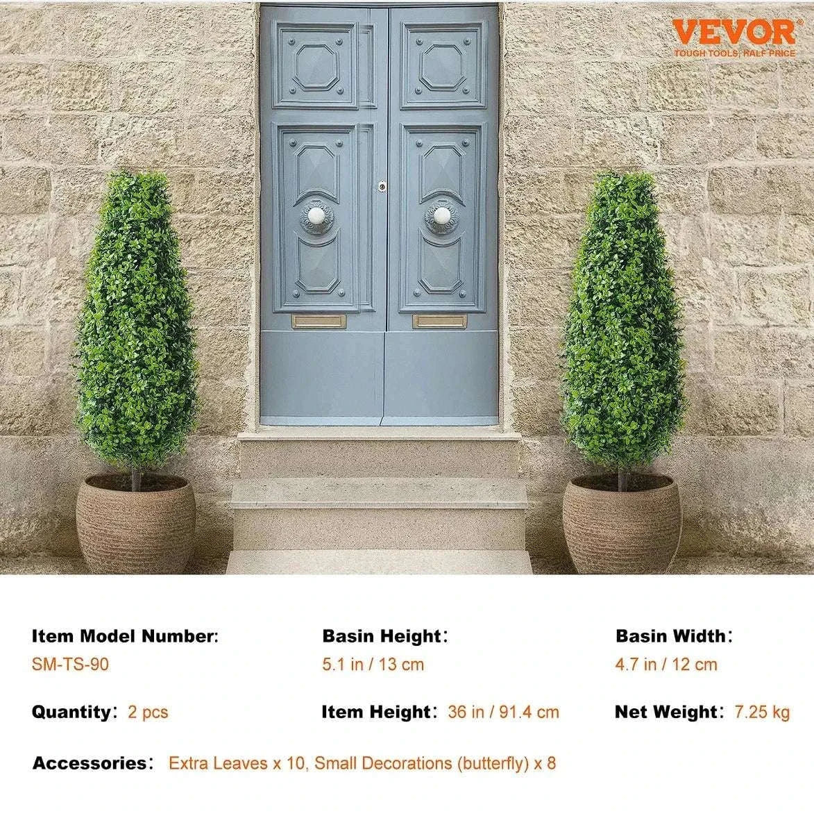 2 Pack 36" Artificial Boxwood Topiary Trees for Indoor & Outdoor Decor - Image 8