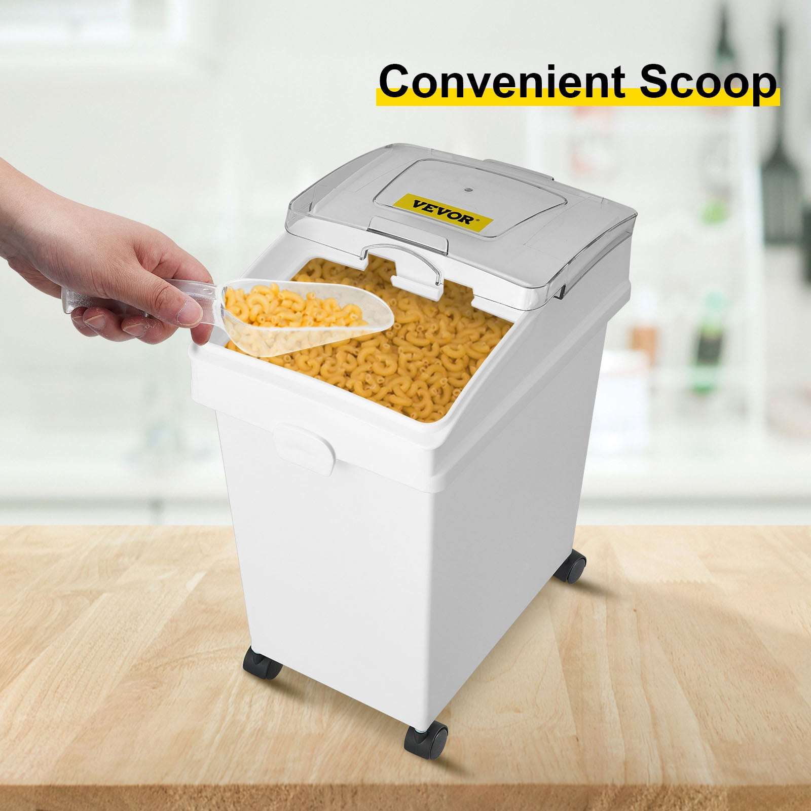 25L Ingredient Storage Bins with Wheels, Scoop & Sealed Lids - Image 13