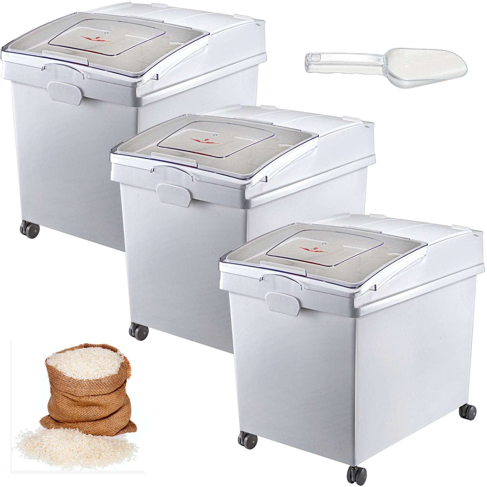 25L Ingredient Storage Bins with Wheels, Scoop & Sealed Lids - Image 19