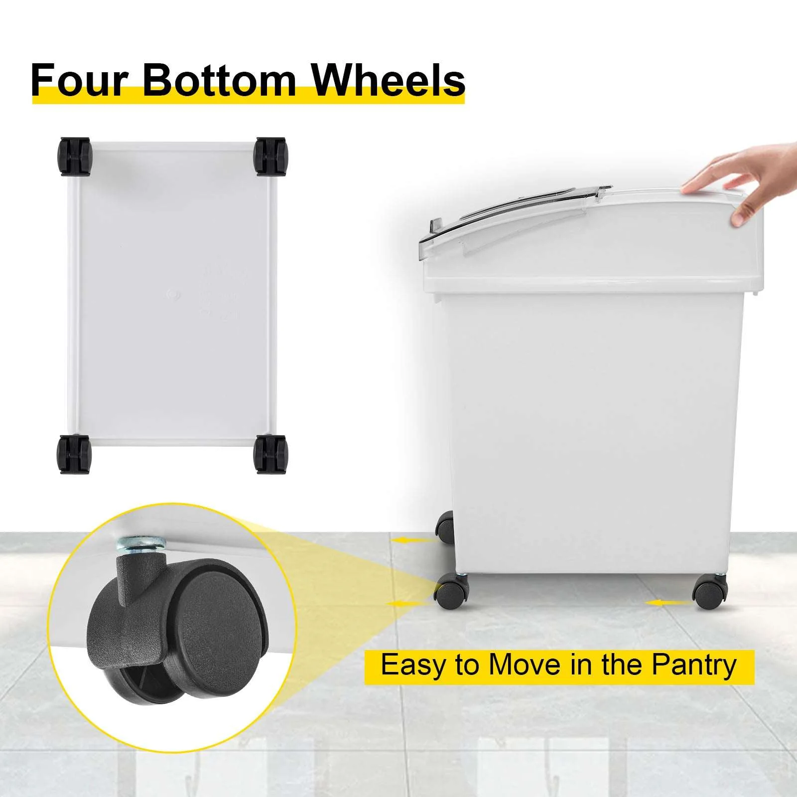 25L Ingredient Storage Bin with Scoop & Wheels Dustproof Container - Image 12
