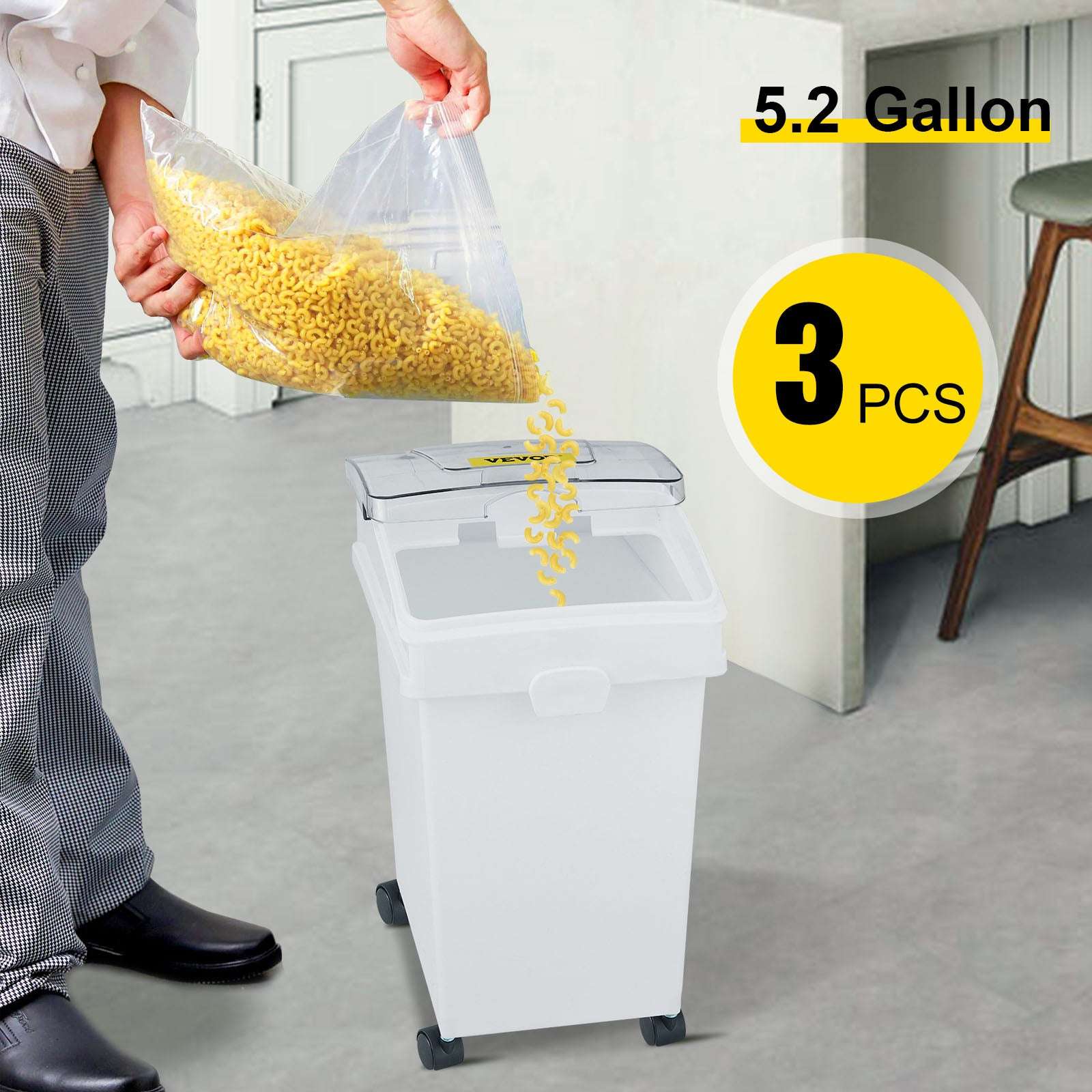 25L Ingredient Storage Bin with Scoop & Wheels Dustproof Container - Image 9