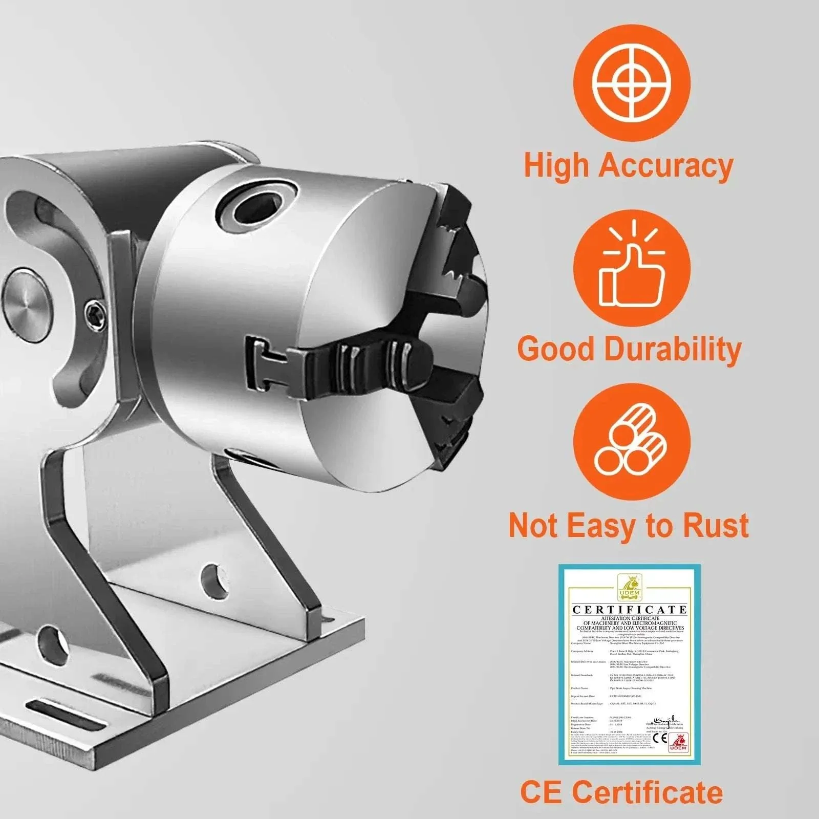 3-Claw Rotary Axis for Fiber Laser Engraving 5–80mm Cylinders - Image 4