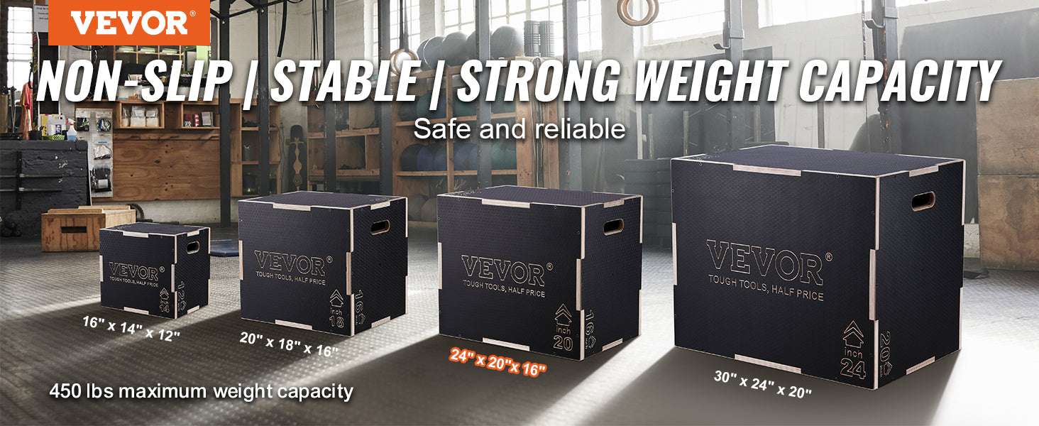 3-in-1 Wooden Plyometric Jump Box with 16" 20" 24" Heights - Image 8