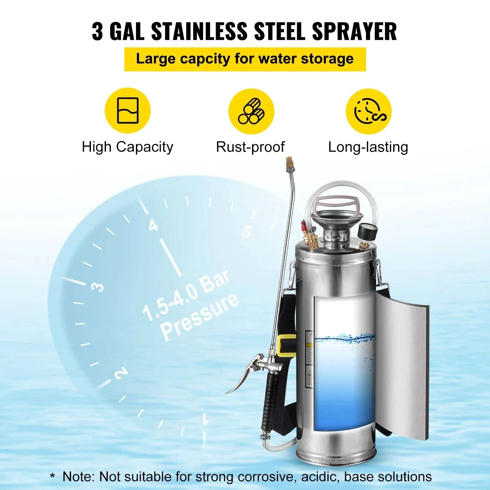 Stainless Steel Hand Pump Sprayer 4–12L Garden & Cleaning Tool - Image 3