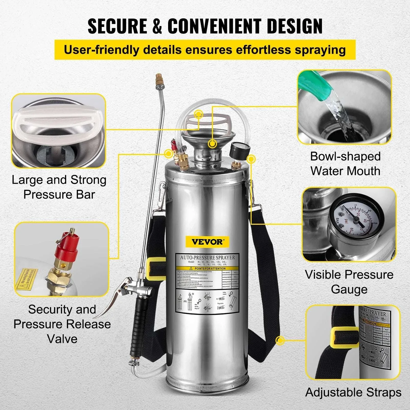 Stainless Steel Hand Pump Sprayer 4–12L Garden & Cleaning Tool - Image 5