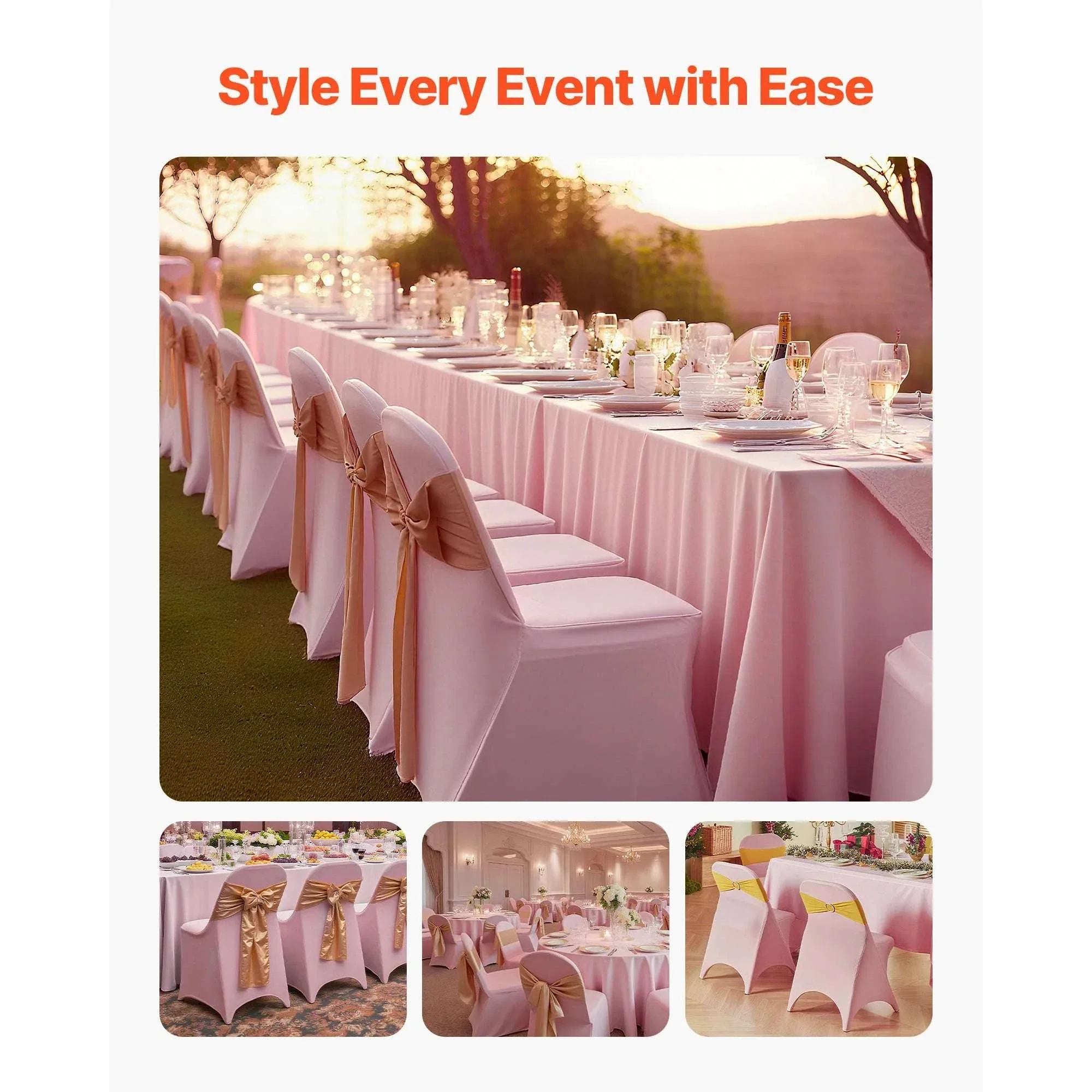 Stretch Chair Covers for Events – Polyester Spandex Slipcovers Set - Image 2
