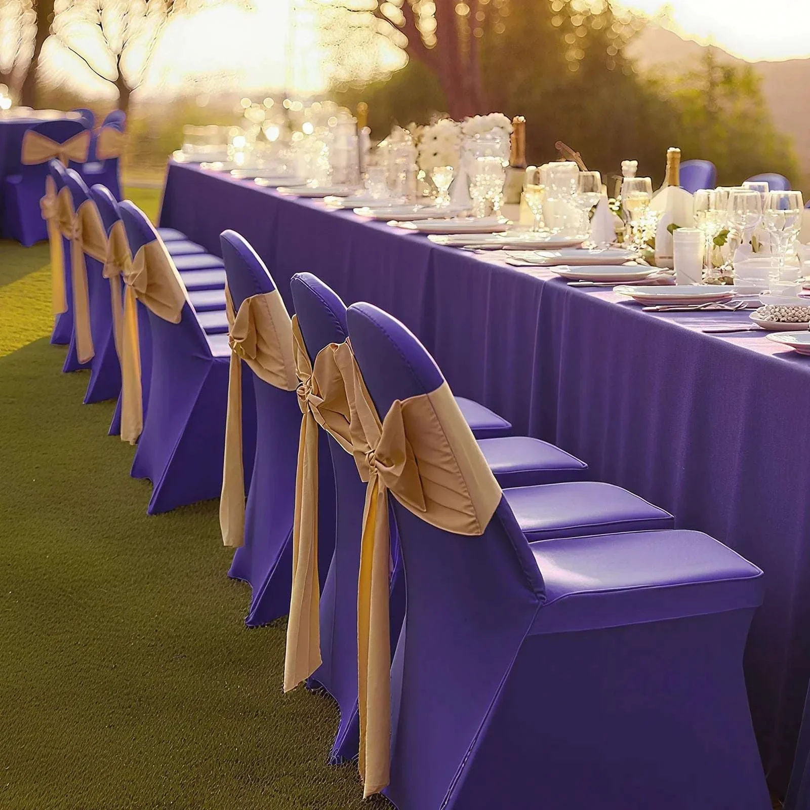 Stretch Chair Covers for Events – Polyester Spandex Slipcovers Set - Image 29