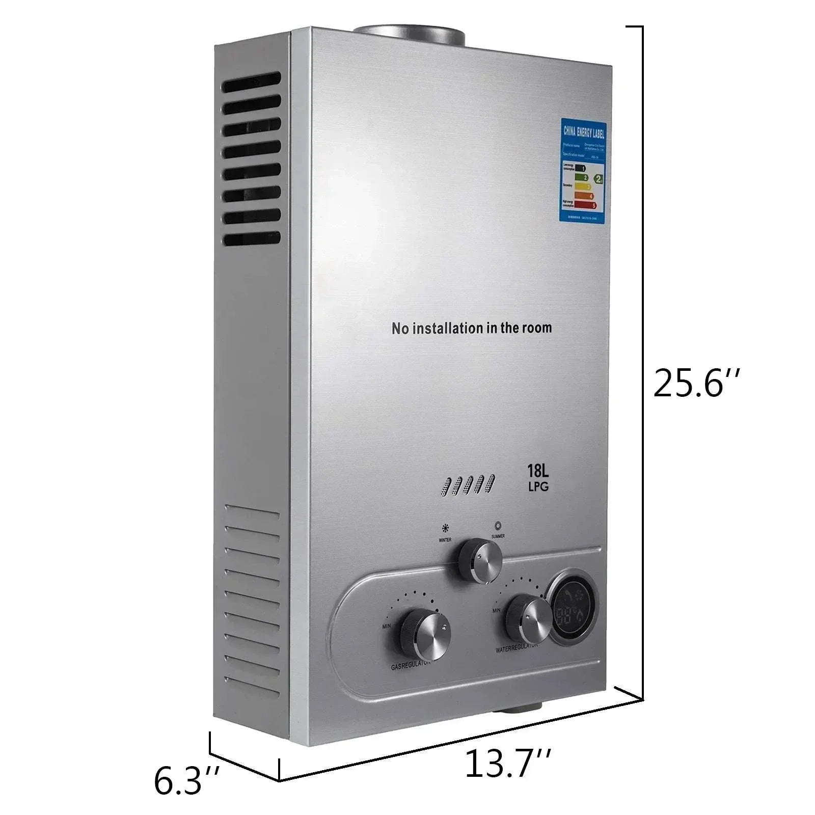 Tankless LPG Gas Water Heater with Shower Kit, Wall Mounted - Image 6