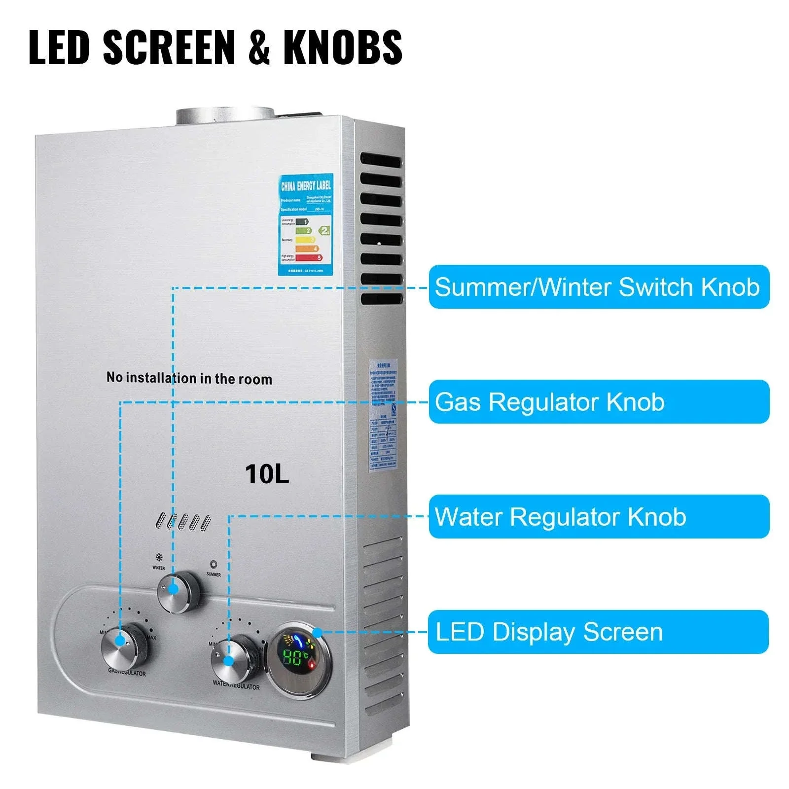 LPG Tankless Water Heater with LED Display – 6L to 18L Options - Image 13