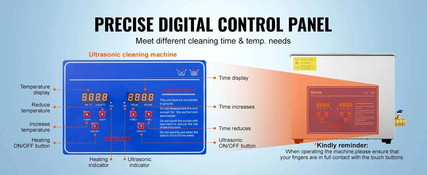 6L Ultrasonic Cleaner with Heater & Timer for Jewelry Cleaning - Image 10