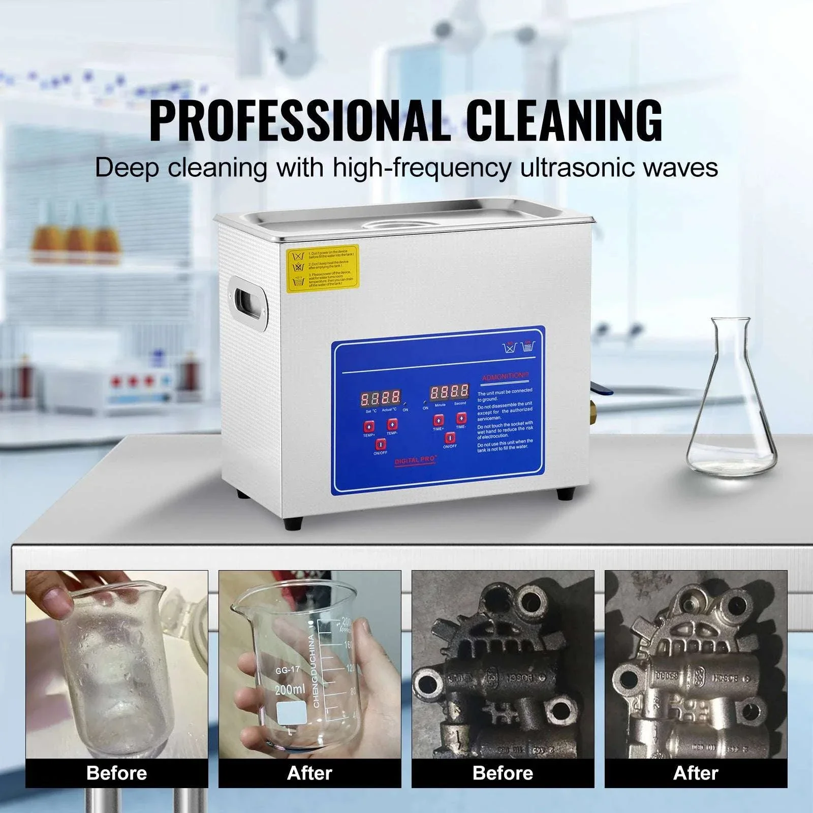 6L Ultrasonic Cleaner with Heater & Timer for Jewelry Cleaning - Image 3
