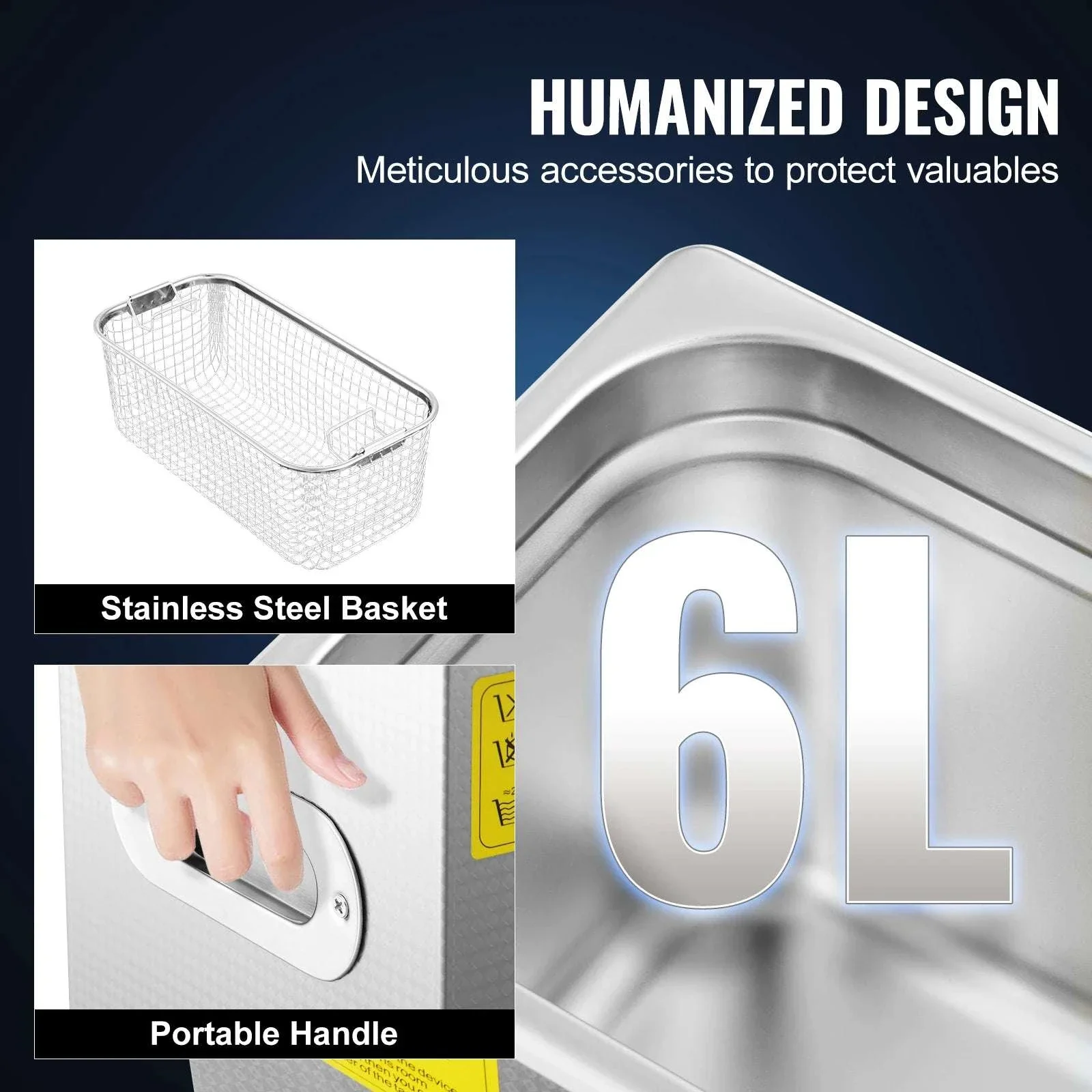 6L Ultrasonic Cleaner with Heater & Timer for Jewelry Cleaning - Image 4