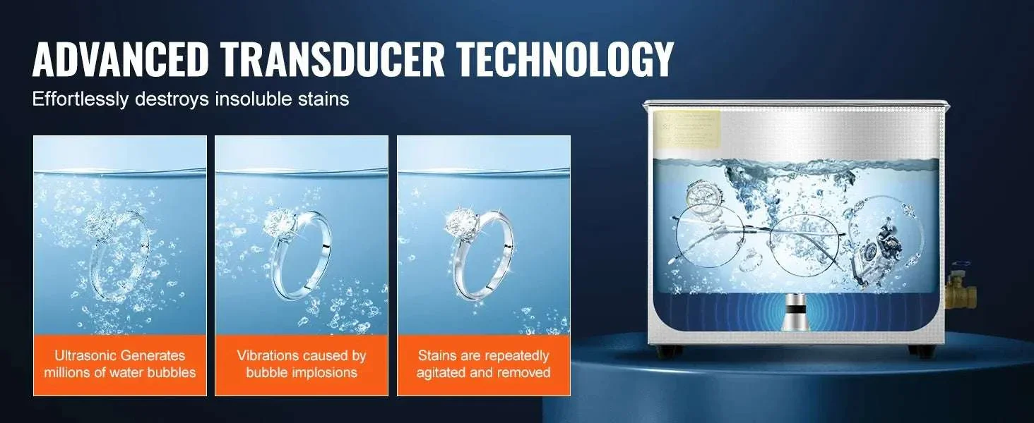 6L Ultrasonic Cleaner with Heater & Timer for Jewelry Cleaning - Image 8