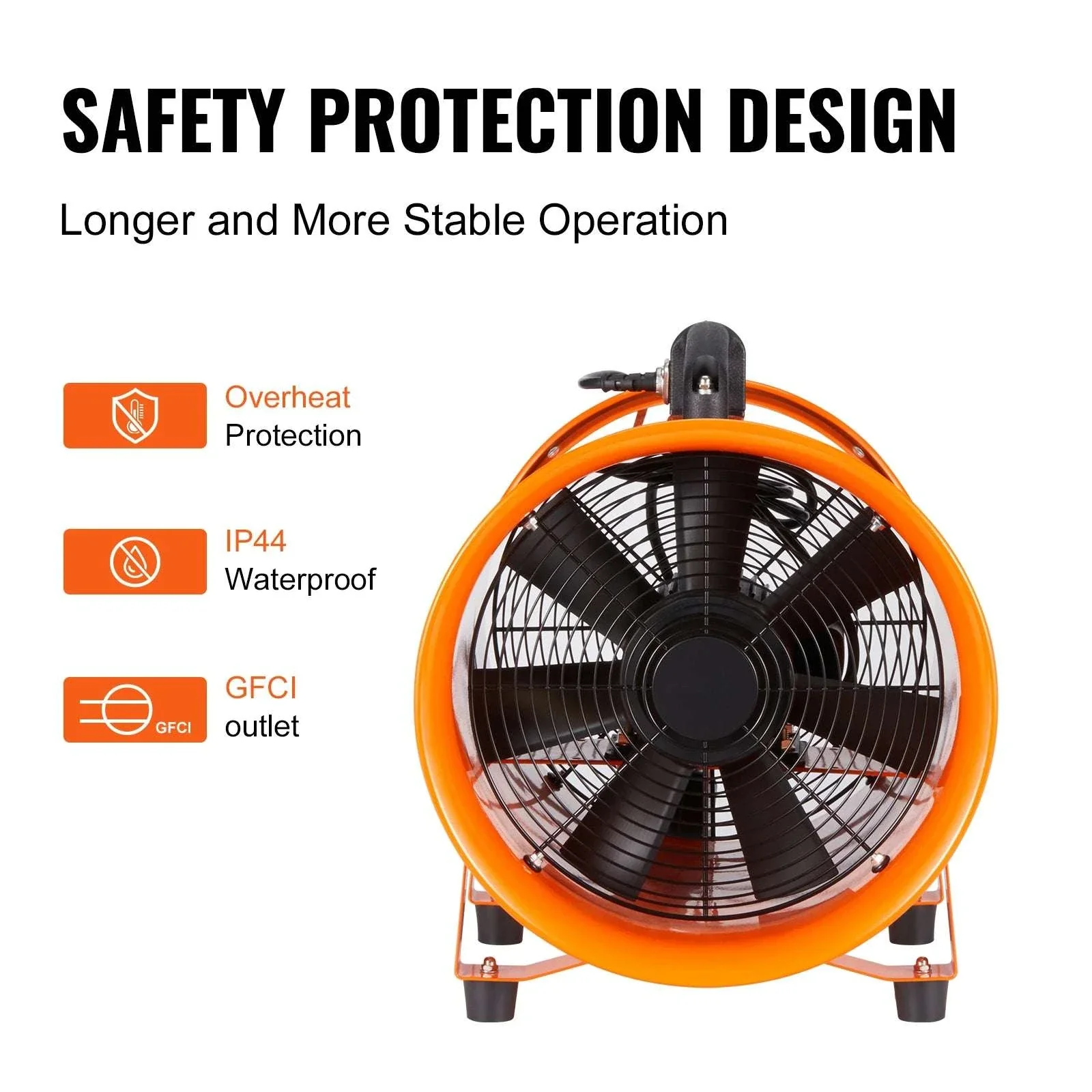 8 Inch Exhaust Fan with PVC Duct Hose 1070CFM Industrial Blower - Image 2