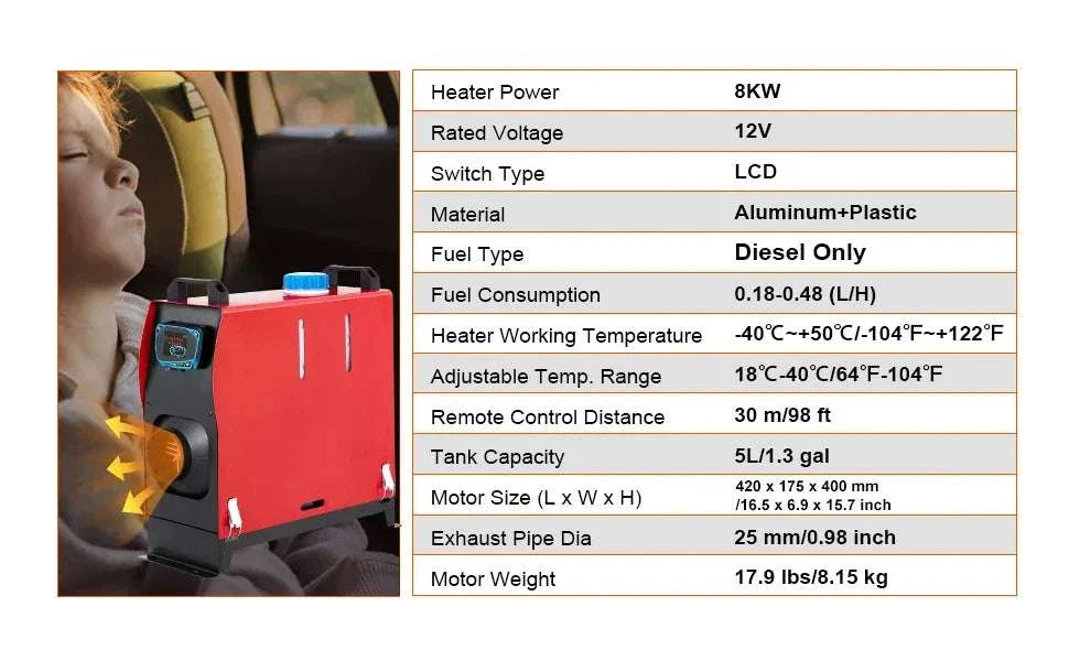 8KW Diesel Air Parking Heater 12V All-in-One with LCD Remote - Image 16