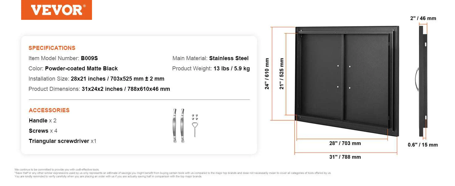 Stainless Steel BBQ Access Door Double Flush Mount Outdoor Cabinet Door - Image 13