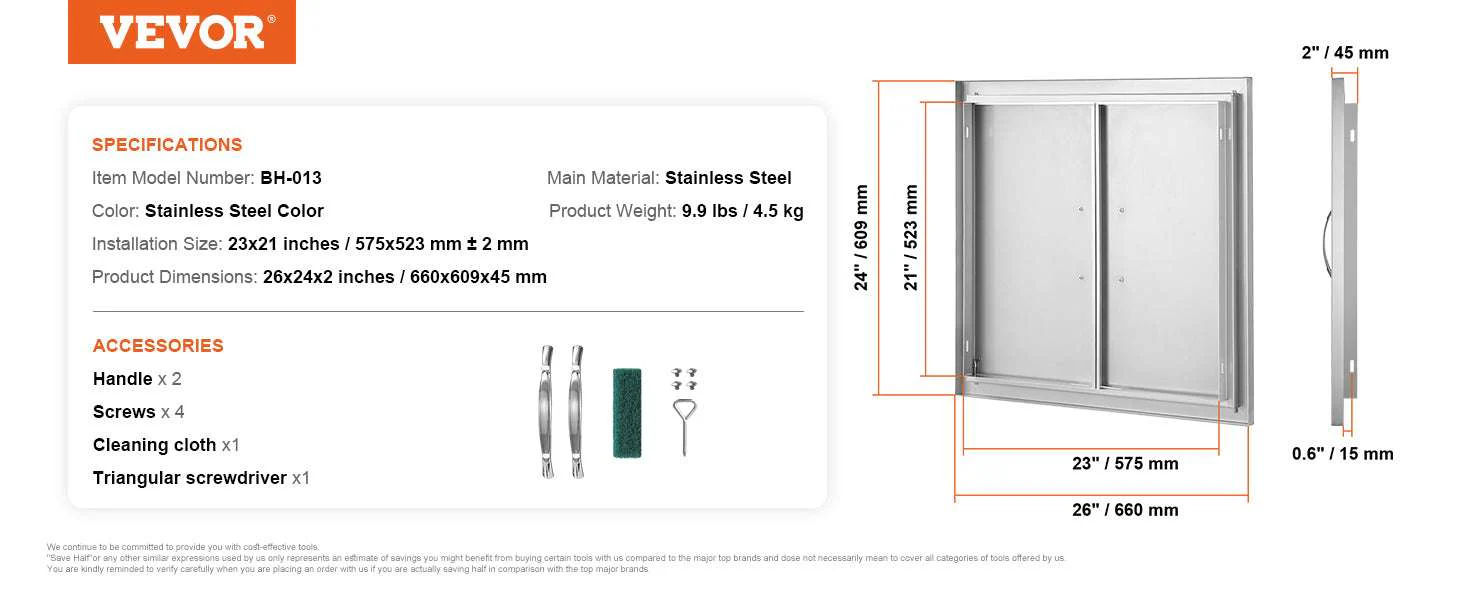 Stainless Steel BBQ Access Door Double Flush Mount Outdoor Cabinet Door - Image 18